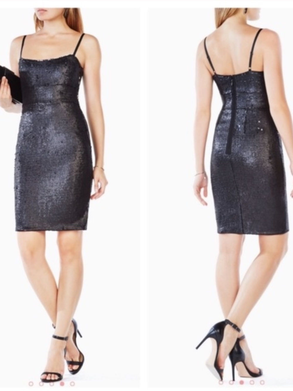 BCBGMaxAzria Black Sequin Sheath Mini Dress, Size Small